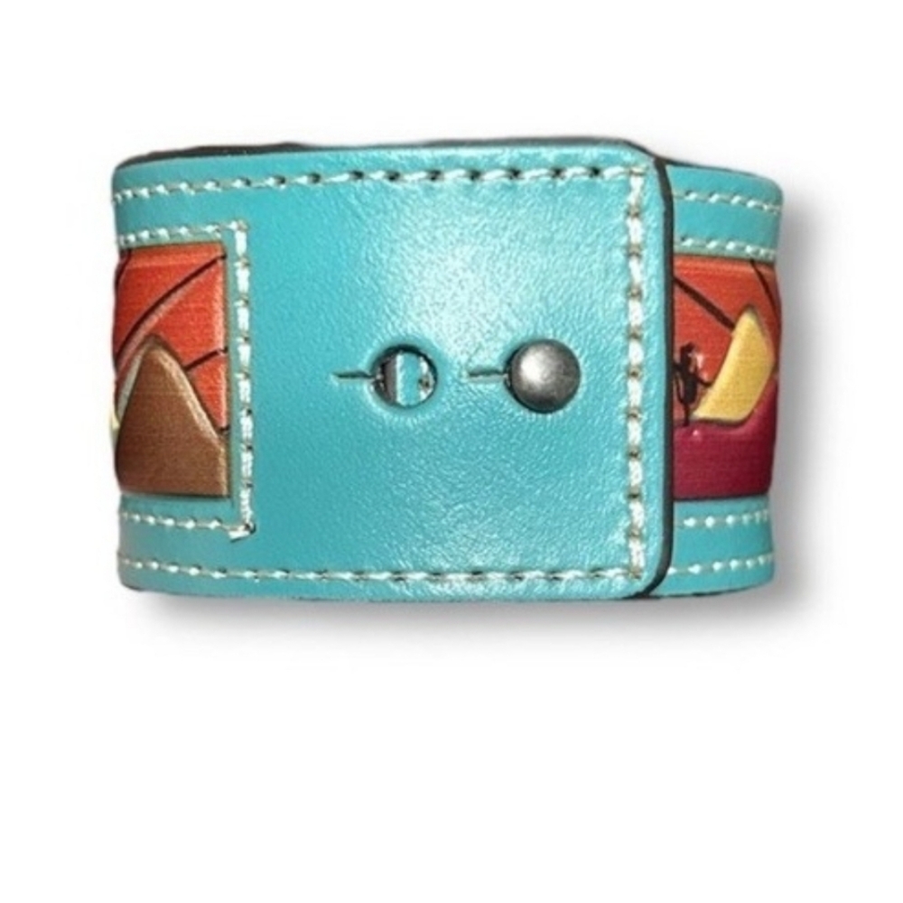 NWT Genuine Tooled Leather Cuff Bracelet - Picture 4 of 4